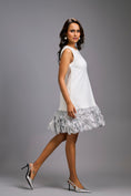 Load image into Gallery viewer, Sleeveless Silver Mini Dress with Ruffled Shimmer Hemline