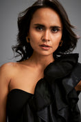 Load image into Gallery viewer, Asymmetrical Black Mini Dress with Dramatic Ruffles and Tiered Skirt