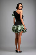 Load image into Gallery viewer, Asymmetrical Black Mini Dress with Dramatic Ruffles and Tiered Skirt