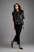 Load image into Gallery viewer, Textured Black Shimmer Top with Sculptural Shoulder Detailing