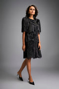 Load image into Gallery viewer, Black Shimmer Knee-Length Dress with Round Neckline