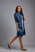 Load image into Gallery viewer, Navy Blue Shimmer Knee-Length Dress with Round Neckline