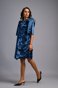 Load image into Gallery viewer, Navy Blue Shimmer Knee-Length Dress with Round Neckline