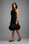 Load image into Gallery viewer, Sleeveless Black Midi Dress with Cut-Out Back