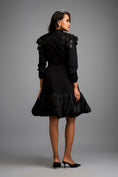 Load image into Gallery viewer, Lapelled Collared Dress with Shoulder Embellishments and Shimmer Skirt