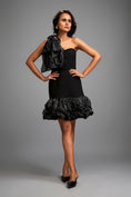 Load image into Gallery viewer, One-Shoulder Cocktail Dress with Textured Ruffles and Tiered Skirt