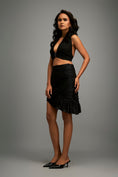 Load image into Gallery viewer, Black Co-ord with Plunging Neckline and Textured Skirt