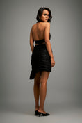 Load image into Gallery viewer, Black Co-ord with Plunging Neckline and Textured Skirt