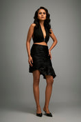 Load image into Gallery viewer, Black Co-ord with Plunging Neckline and Textured Skirt