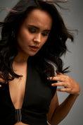 Load image into Gallery viewer, Black Co-ord with Plunging Neckline and Textured Skirt