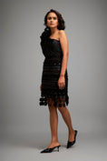 Load image into Gallery viewer, One-Shoulder Co-ord Set with Textured Sleeve and 3D Applique Hemline