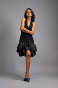 Load image into Gallery viewer, Black Halter Neck Cocktail Dress
