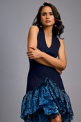 Load image into Gallery viewer, Navy Blue Halter Neck Cocktail Dress