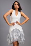 Load image into Gallery viewer, White Halter Neck Cocktail Dress