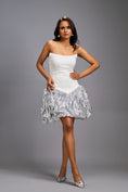 Load image into Gallery viewer, Strapless White Dress with Shimmer Ruched Bottom