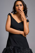 Load image into Gallery viewer, Off-shoulder Black Dress With Shimmer Ruffles