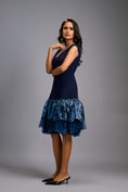 Load image into Gallery viewer, Off-shoulder Navy Blue Dress With Shimmer Ruffles