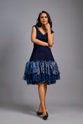 Load image into Gallery viewer, Off-shoulder Navy Blue Dress With Shimmer Ruffles