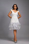 Load image into Gallery viewer, Off-shoulder White Dress With Shimmer Ruffles