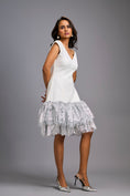 Load image into Gallery viewer, Off-shoulder White Dress With Shimmer Ruffles