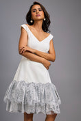 Load image into Gallery viewer, Off-shoulder White Dress With Shimmer Ruffles