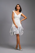 Load image into Gallery viewer, Off-shoulder White Dress With Shimmer Ruffles