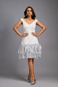 Load image into Gallery viewer, Off-shoulder White Dress With Shimmer Ruffles