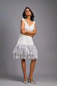 Load image into Gallery viewer, Off-shoulder White Dress With Shimmer Ruffles