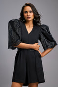 Load image into Gallery viewer, Black V-Neck Playsuit with Shimmer Belt