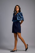 Load image into Gallery viewer, Navy Blue V-Neck Playsuit with Shimmer Belt