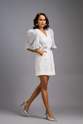 Load image into Gallery viewer, White V-Neck Playsuit with Shimmer Belt