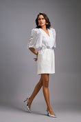 Load image into Gallery viewer, White V-Neck Playsuit with Shimmer Belt