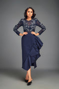 Load image into Gallery viewer, Full-Sleeve Embellished Mesh Bodice Top & Asymmetric Skirt