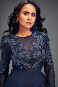 Load image into Gallery viewer, Full-Sleeve Embellished Mesh Bodice Top & Asymmetric Skirt