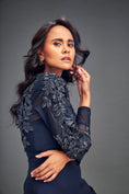 Load image into Gallery viewer, Full-Sleeve Embellished Mesh Bodice Top & Asymmetric Skirt