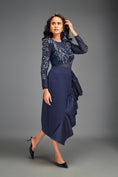 Load image into Gallery viewer, Full-Sleeve Embellished Mesh Bodice Top & Asymmetric Skirt