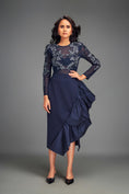 Load image into Gallery viewer, Full-Sleeve Embellished Mesh Bodice Top & Asymmetric Skirt