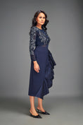 Load image into Gallery viewer, Full-Sleeve Embellished Mesh Bodice Top & Asymmetric Skirt