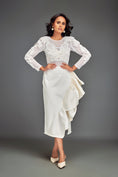 Load image into Gallery viewer, Full-Sleeve Embellished Mesh Bodice Top & Asymmetric Skirt
