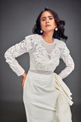 Load image into Gallery viewer, Full-Sleeve Embellished Mesh Bodice Top & Asymmetric Skirt