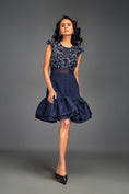 Load image into Gallery viewer, Sheer Embellished Crop Top With High-Waisted Ruffle Skirt