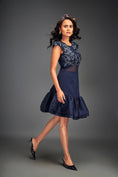 Load image into Gallery viewer, Sheer Embellished Crop Top With High-Waisted Ruffle Skirt