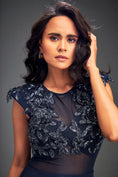 Load image into Gallery viewer, Sheer Embellished Crop Top With High-Waisted Ruffle Skirt
