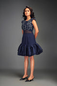 Load image into Gallery viewer, Sheer Embellished Crop Top With High-Waisted Ruffle Skirt