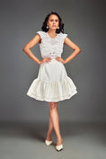 Load image into Gallery viewer, Sheer Embellished Crop Top With High-Waisted Ruffle Skirt