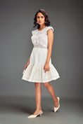Load image into Gallery viewer, Sheer Embellished Crop Top With High-Waisted Ruffle Skirt