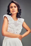 Load image into Gallery viewer, Sheer Embellished Crop Top With High-Waisted Ruffle Skirt