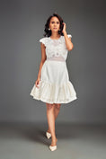 Load image into Gallery viewer, Sheer Embellished Crop Top With High-Waisted Ruffle Skirt