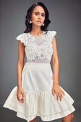 Load image into Gallery viewer, Sheer Embellished Crop Top With High-Waisted Ruffle Skirt
