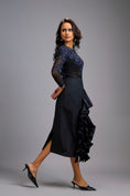 Load image into Gallery viewer, Blue Swarovski-Embroidered Top with Asymmetrical Skirt